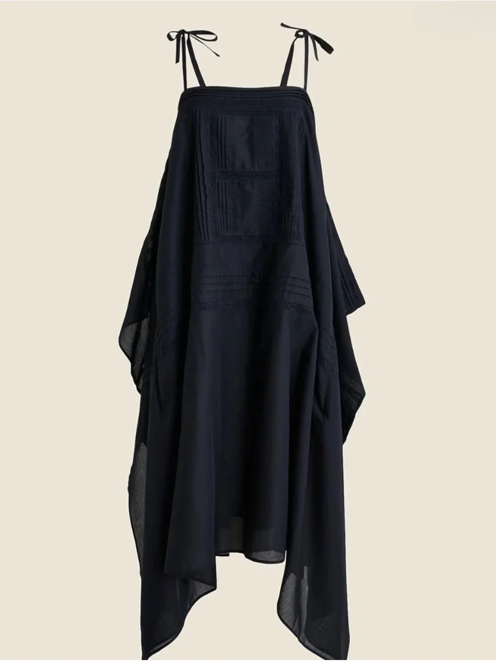 J Crew black cotton handkerchief midi dress